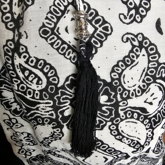 Prana Vintage Paisley Geometric Printed Black White Tunic Size XL - Picture 13 of 16